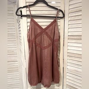 Faded Pink Romper with Lace and Adjustable Straps